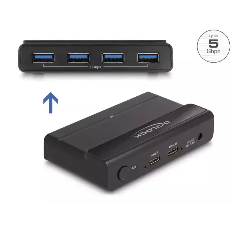 DeLOCK USB-lüliti 4 x seade 2 x host 5 Gbps Must