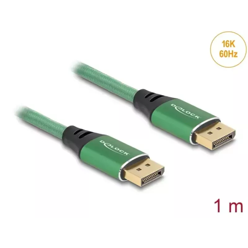 DeLOCK DisplayPort kaabel 16K 60 Hz 1 m roheline metall