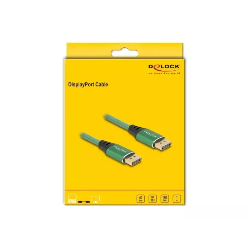 DeLOCK DisplayPort kaabel 16K 60 Hz 1 m roheline metall