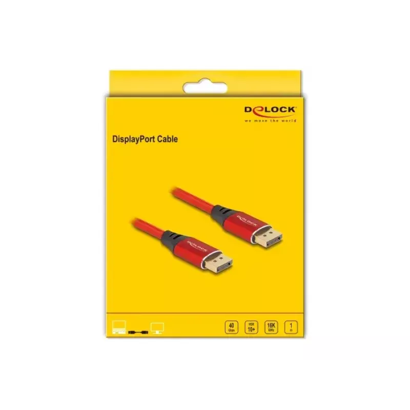 DeLOCK DisplayPort-kaabel 16K 60 Hz 1 m punane metall