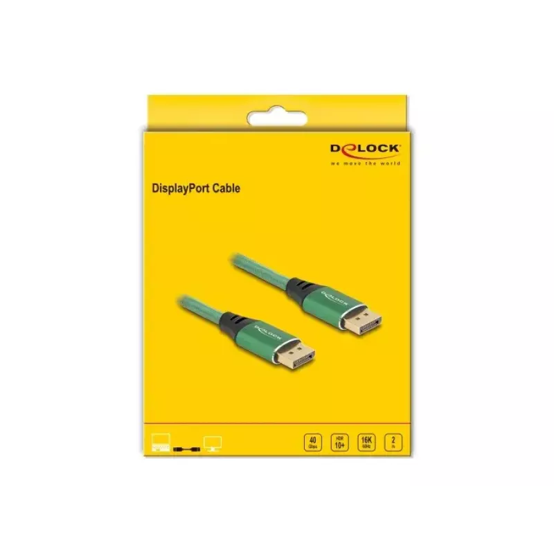 DeLOCK DisplayPort kaabel 16K 60 Hz 2 m roheline metall