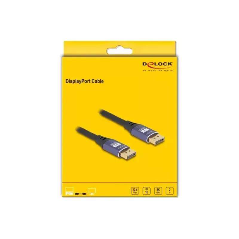 DeLOCK DisplayPorti kaabel 8K 60 Hz 2 m lilla metallist