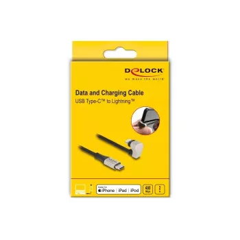 Andme- ja laadimiskaabel DeLOCK USB USB-C Lightningile 180° nurgaga 2m MFi