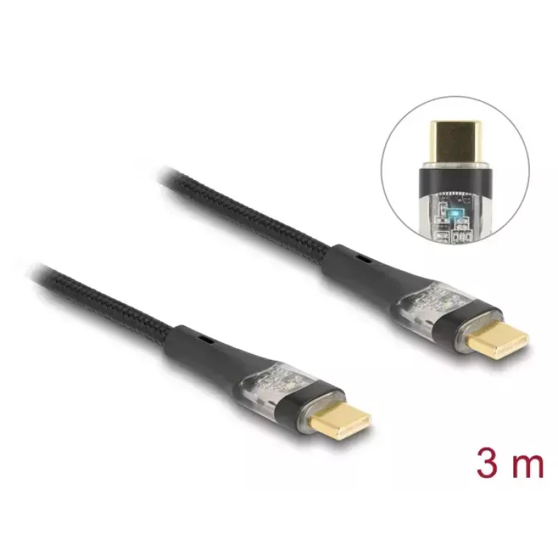DeLOCK USB 2.0 andme- ja kiirlaadimiskaabel 3 m 100 W
