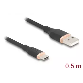 USB-kaabel DeLOCK 81225 0,5m USB A USB C Must