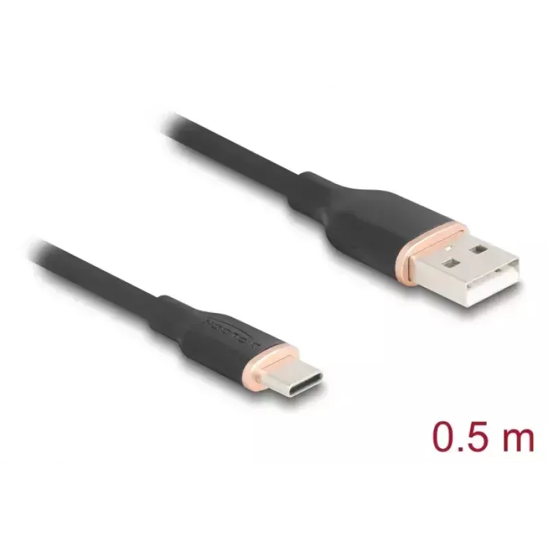 USB-kaabel DeLOCK 81225 0,5m USB A USB C Must