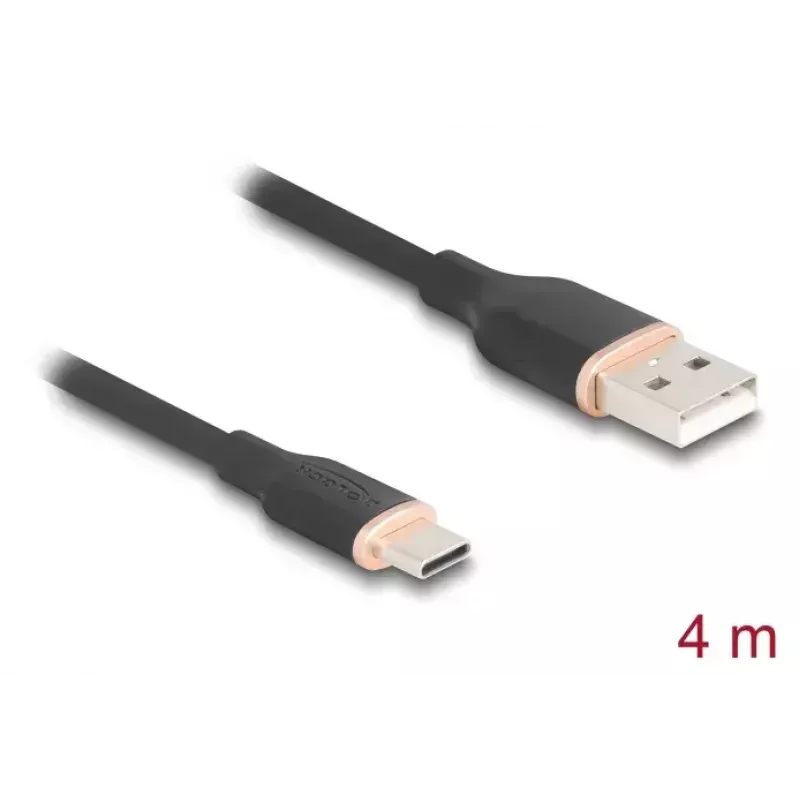 DeLOCK USB-kaabel USB 2.0 4m USB A USB C Must 81228
