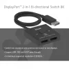 DisplayPort 2‑in‑1 kahesuunaline lüliti CLUB3D CSV-1009 — 2x DisplayPort väljundit, 8K@60Hz, must