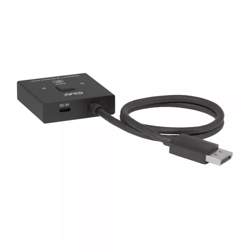 DisplayPort 2‑in‑1 kahesuunaline lüliti CLUB3D CSV-1009 — 2x DisplayPort väljundit, 8K@60Hz, must