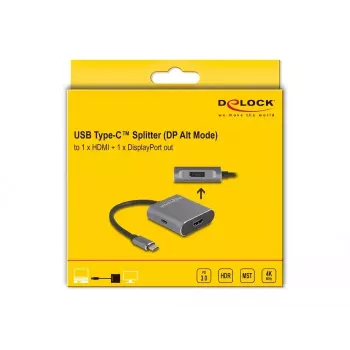 DeLOCK USB USB-C jaotur DP Alt Mode 1x HDMI 1x DisplayPort MST