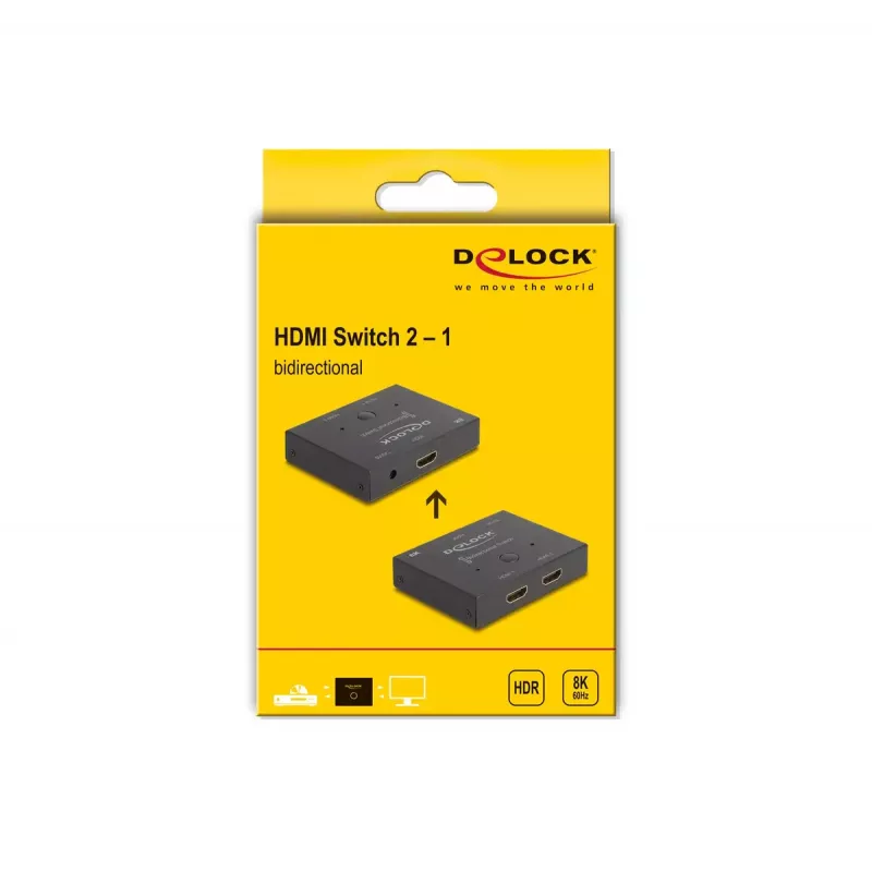 DeLOCK HDMI 2 - 1 kahesuunaline lüliti 8K 60 Hz metallist must