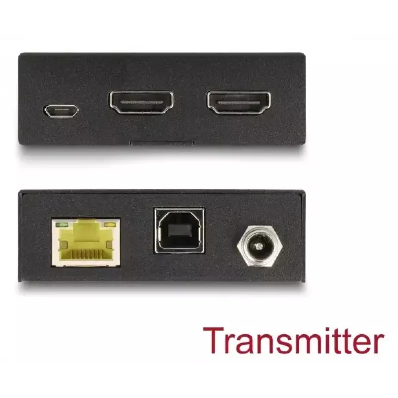 KVM pikendaja DELOCK 65957 — HDMI ja USB saatja ja vastuvõtja, juhtmega, kuni 70 m, 18 Gbit/s, 600 MHz, must