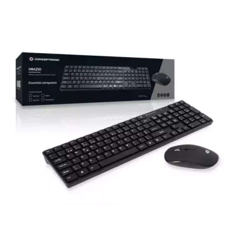 Conceptronic Orazio klaviatuur koos hiirega Kodune RF-juhtmevaba QWERTY Portugali must