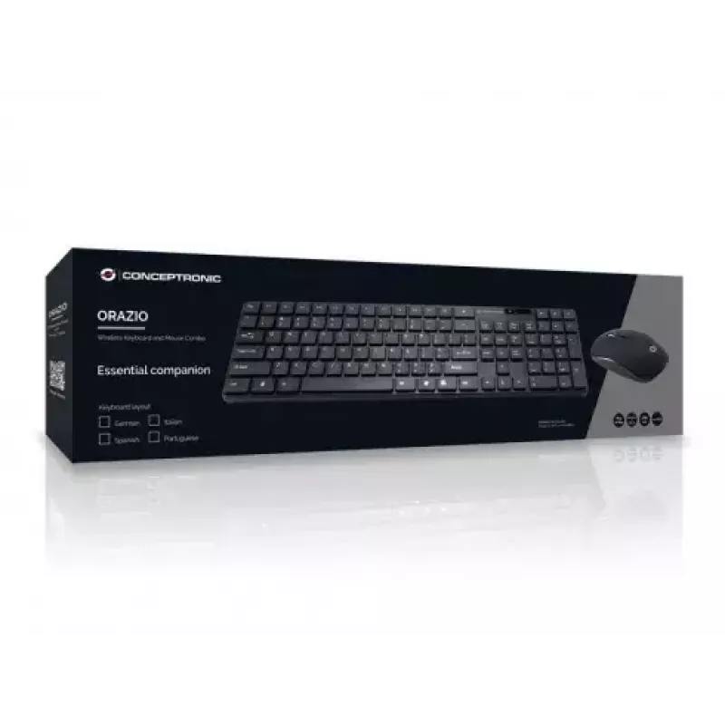 Conceptronic Orazio klaviatuur koos hiirega Kodune RF-juhtmevaba QWERTY Portugali must