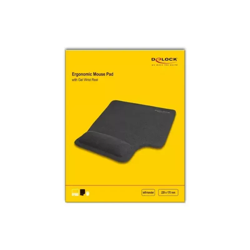 DeLOCK Ergonomic hiir Pad with Gel Wrist Rest left-hander Must