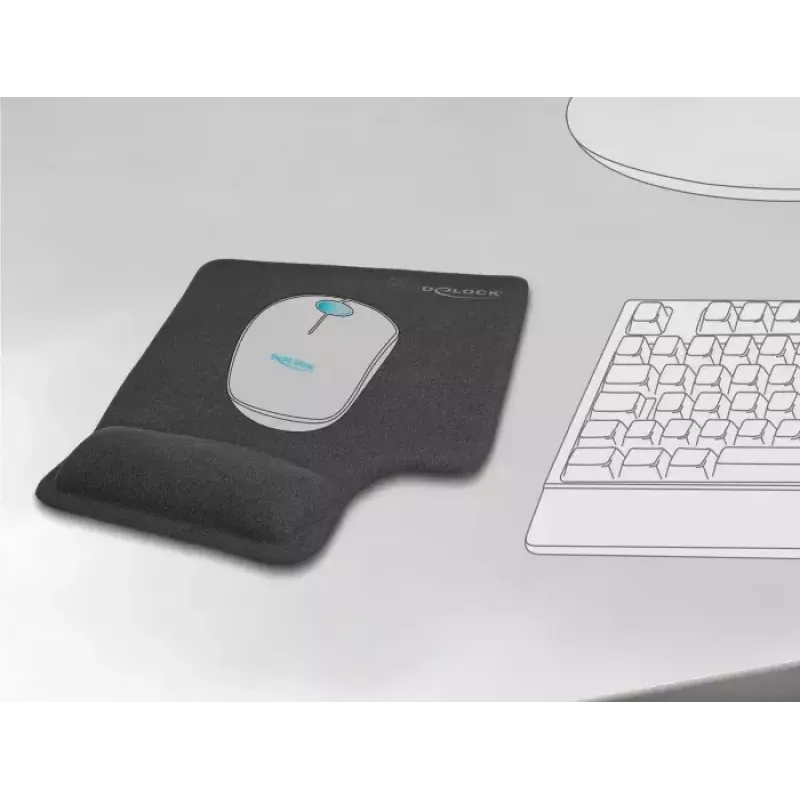 DeLOCK Ergonomic hiir Pad with Gel Wrist Rest left-hander Must