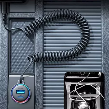 Autolaadija Joyroom JR-CL07 3-in-1 60W sisseehitatud USB-C kaabliga 1,6 m, must