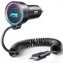 Autolaadija Joyroom JR-CL07 3-in-1 60W sisseehitatud USB-C kaabliga 1,6 m, must