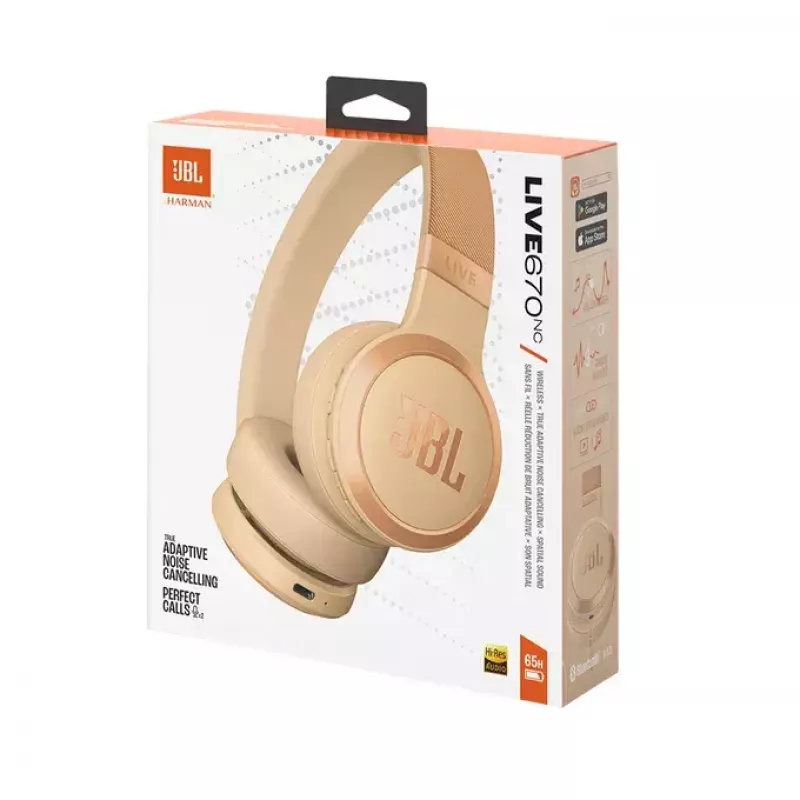 JBL Live 670NC peakomplekt Juhtmevaba Peapael Kõned/muusika Bluetooth Liiv