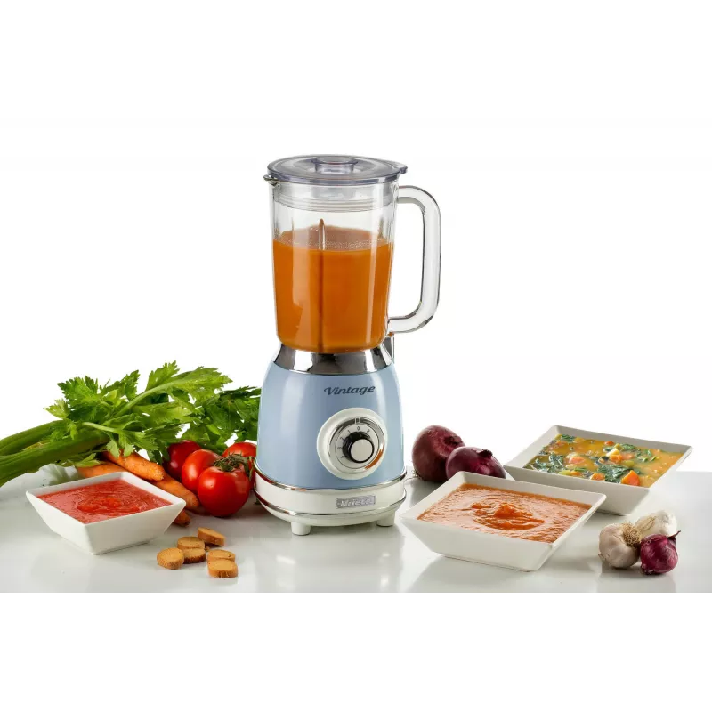 Ariete 583, Vintage Blender 1,5 L klaaskannuga, 4 roostevaba terasest tera, 4 kiirust + impulss, 1000 W, sinine