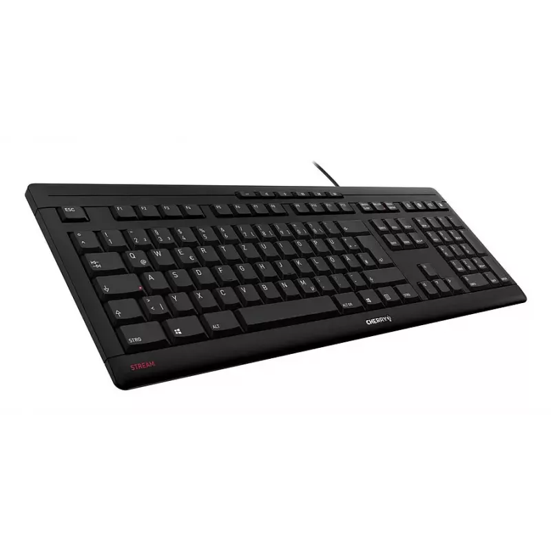 CHERRY STREAM klaviatuur Kodu/Kontor USB QWERTY Portugali Must Hall Täissuuruses 115 klahvi
