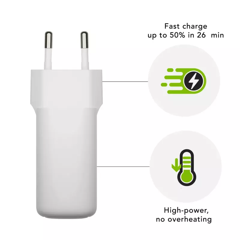 Seinalaadija USB-C 45W d bramante re-charge Pro — Sisetingimustesse, vahelduvvool, 110–240V, valge