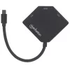 Manhattan Mini DisplayPort 1.2 to HDMI, DVI and VGA adapterkaabel (3-in-1), 25 cm, must, isane emasele, passiivne, HDMI 4K@30Hz, VGA ja DVI 1080p@60Hz, ekvivalentne MDP2VGDVHD, ühildub DVD-D-ga, kolmeaastane garantii, blister