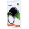 Manhattan Mini DisplayPort 1.2 to HDMI, DVI and VGA adapterkaabel (3-in-1), 25 cm, must, isane emasele, passiivne, HDMI 4K@30Hz, VGA ja DVI 1080p@60Hz, ekvivalentne MDP2VGDVHD, ühildub DVD-D-ga, kolmeaastane garantii, blister