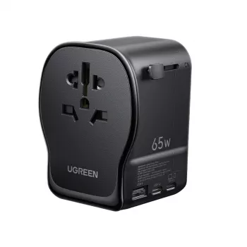 Vahelduvvoolu sisemobiilseadme laadija UGREEN 55001 — 2× USB-C, 100–240V, kiirlaadimine, must/hall