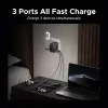 Vahelduvvoolu sisemobiilseadme laadija UGREEN 55001 — 2× USB-C, 100–240V, kiirlaadimine, must/hall