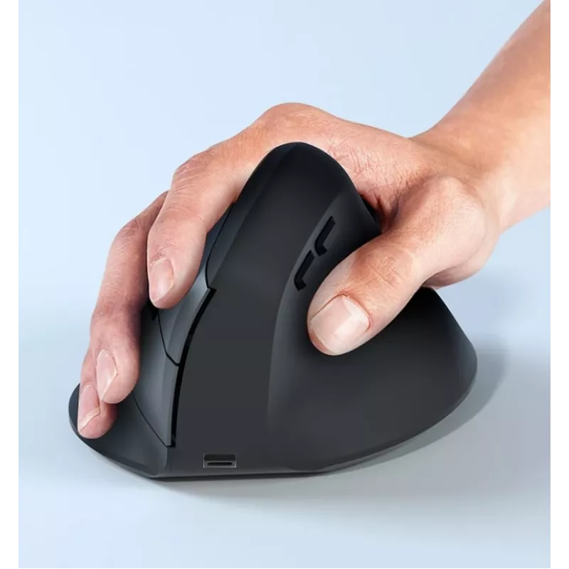 EQUIP ergonoomiline paremakäeline vertikaalne juhtmevaba hiir 1600 DPI, RF juhtmevaba + Bluetooth, taaslaetav, 6 nuppu, must