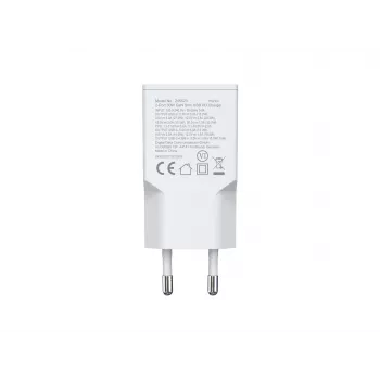 EQUIP 2-Port 30W GaN õhuke USB PD laadija — USB‑C x1, USB‑A x1, 100–240V sisend, max 20V väljund, valge