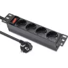 Pistikupesadega liist QOLTEC 54603 — 1U rack-kinnitatav, 16A sisend, 4× SCHUKO pistikupesa