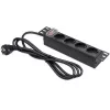 Pistikupesadega liist QOLTEC 54603 — 1U rack-kinnitatav, 16A sisend, 4× SCHUKO pistikupesa
