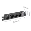 Pistikupesadega liist QOLTEC 54603 — 1U rack-kinnitatav, 16A sisend, 4× SCHUKO pistikupesa