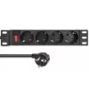 Pistikupesadega liist QOLTEC 54603 — 1U rack-kinnitatav, 16A sisend, 4× SCHUKO pistikupesa