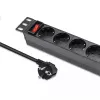 Pistikupesadega liist QOLTEC 54603 — 1U rack-kinnitatav, 16A sisend, 4× SCHUKO pistikupesa