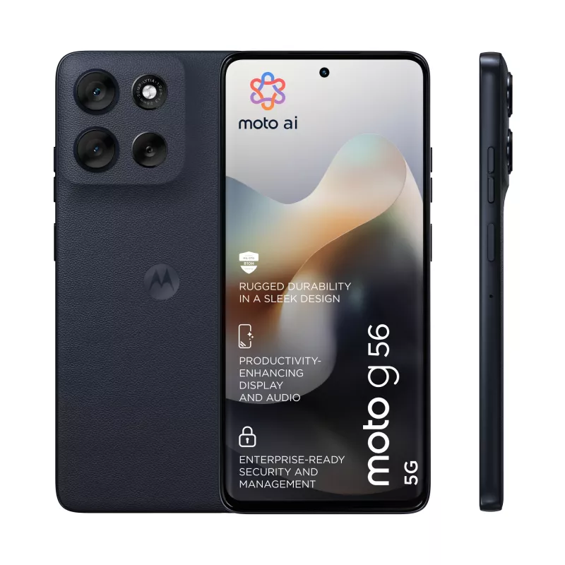 Nutitelefon MOTOROLA moto g56 5G 6,72 tolli (17,1 cm) hübriidne Dual SIM, MediaTek Dimensity 7060 2,6 GHz, 8 GB muutmälu, 256 GB, 5200 mAh, must