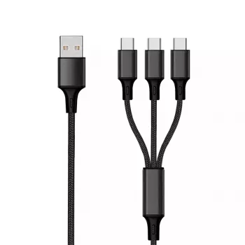 USB-kaabel 2GO 797156 1,5 m USB B 3 x USB C Must