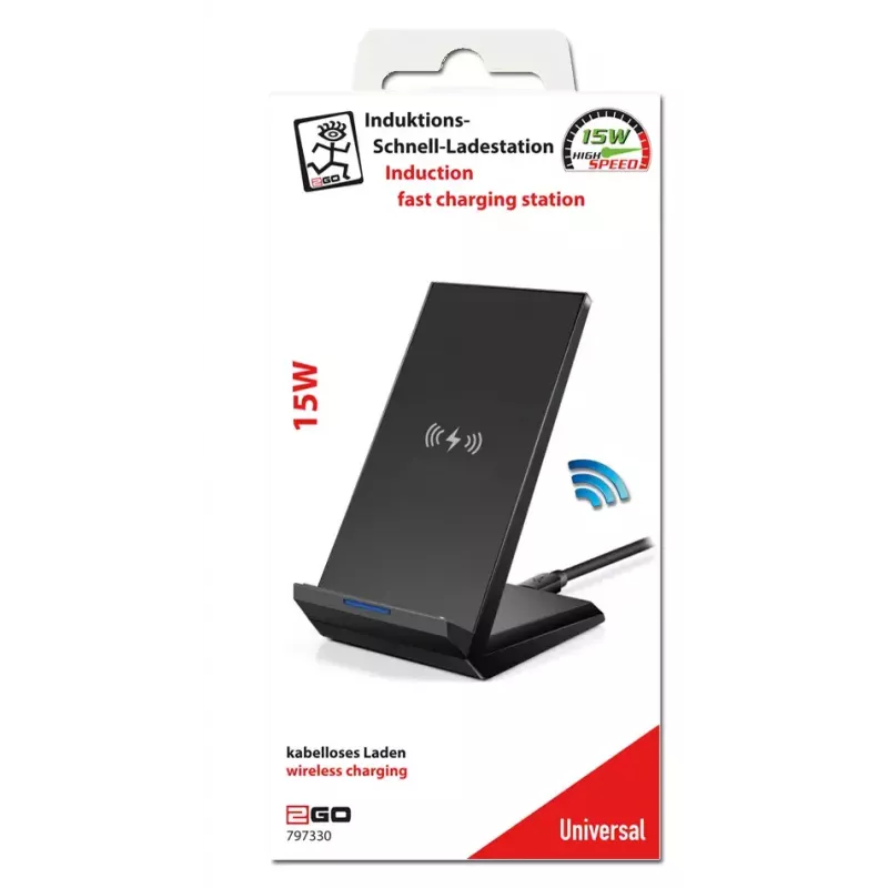 Siselaadija 2GO 797330 nutitelefonile must USB juhtmevaba kiirlaadimine
