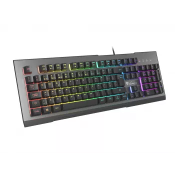 GENESIS Rhod 500 RGB klaviatuur Gaming USB QWERTY Portuguese Must, Hõbedane