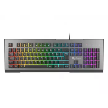 GENESIS Rhod 500 RGB klaviatuur Gaming USB QWERTY Portuguese Must, Hõbedane