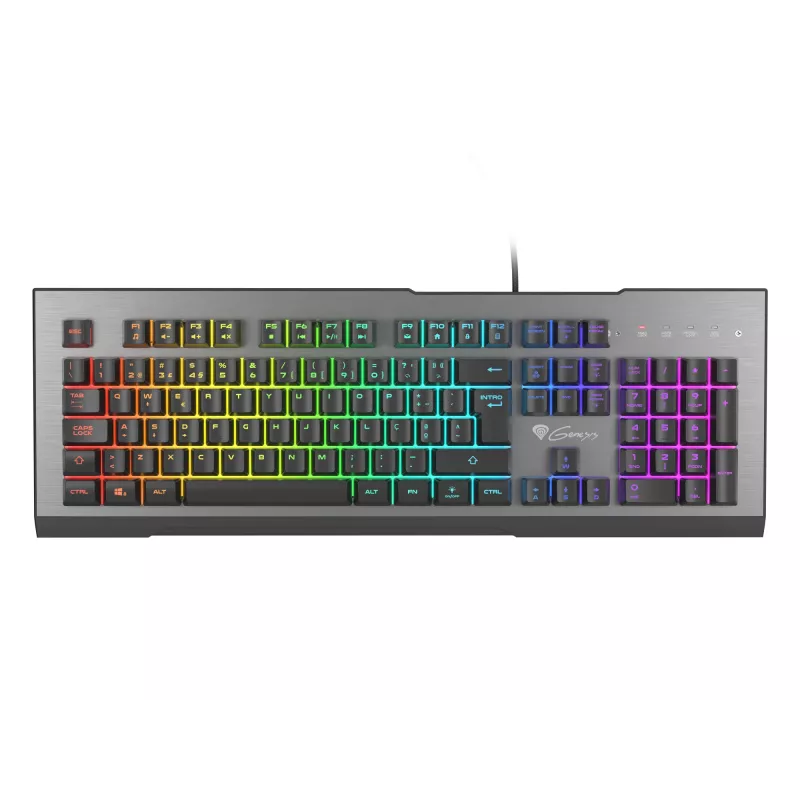 GENESIS Rhod 500 RGB klaviatuur Gaming USB QWERTY Portuguese Must, Hõbedane