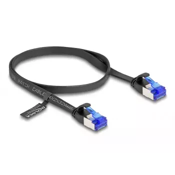 Võrgukaabel DeLOCK RJ45 lame ühenduskaabel pistik-pistik Cat.6A 0,5 m must