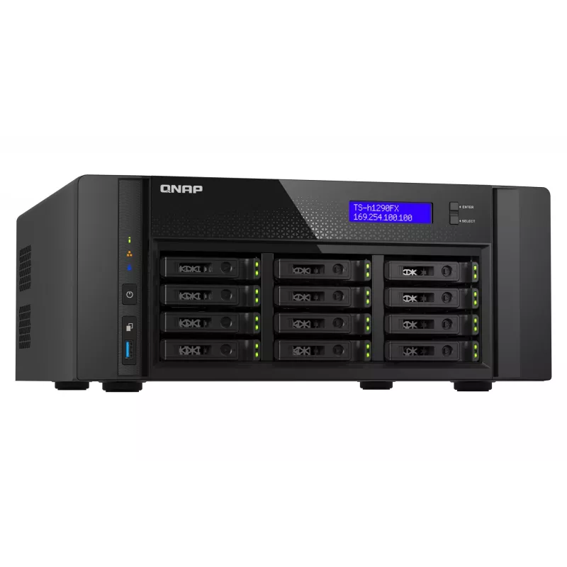 NAS Tower QNAP TS-h1290FX — EPYC 7302P 3.0 GHz, 128 GB DDR4, 12-kohaline, QuTS hero, must