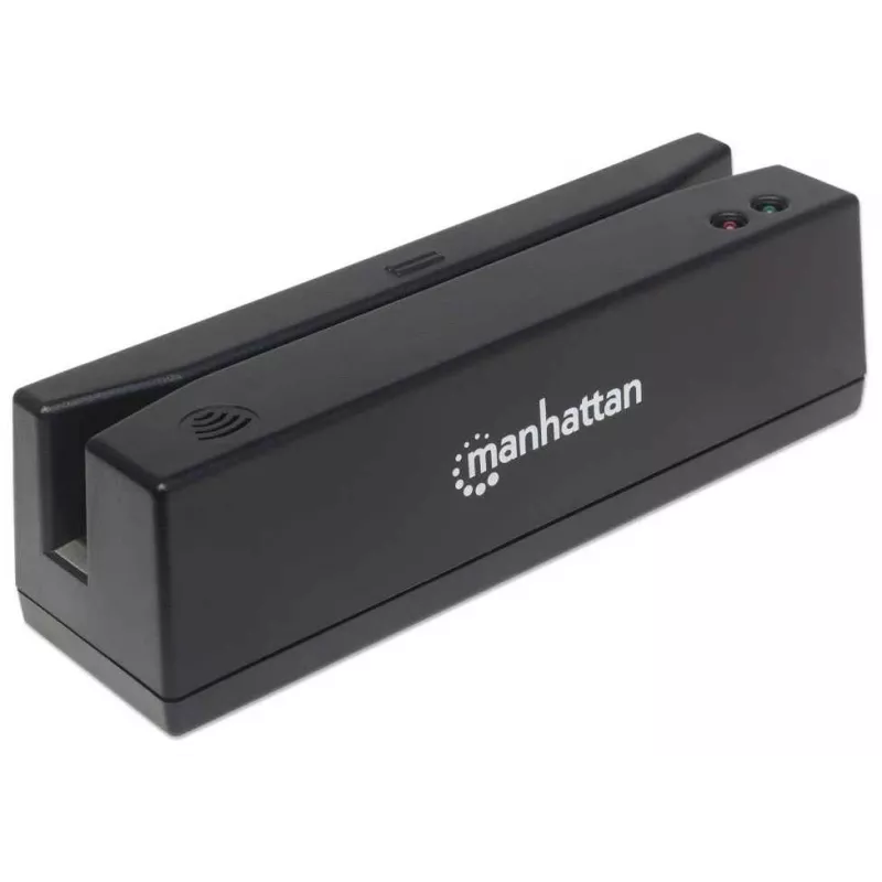 Manhattan USB-A magnetribakaardilugeja, kolmerajaline lugeja, klaviatuurikiilu dekooder, kaabel 1,5 m, must, kolmeaastane garantii