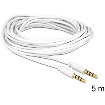 Audio kaabel 3.5mm Male to Male DeLOCK 83443 5m Valge