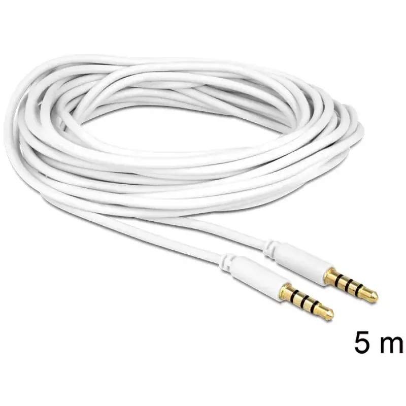 Audio kaabel 3.5mm Male to Male DeLOCK 83443 5m Valge