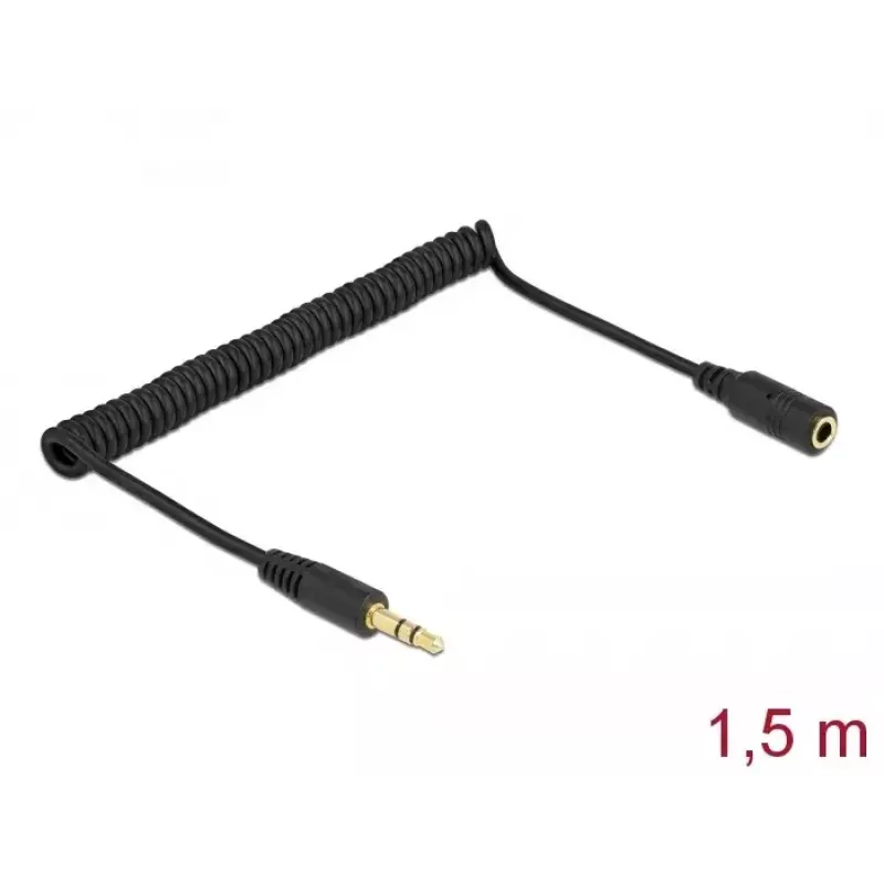 Spiraalkaabli pikendus DeLOCK 86768 3,5 mm isane kuni emane 1,5 m Must