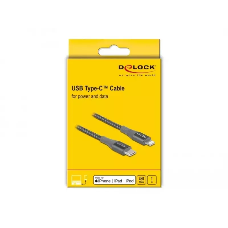 Andme- ja laadimiskaabel USB USB-C – Lightning DeLOCK 86631